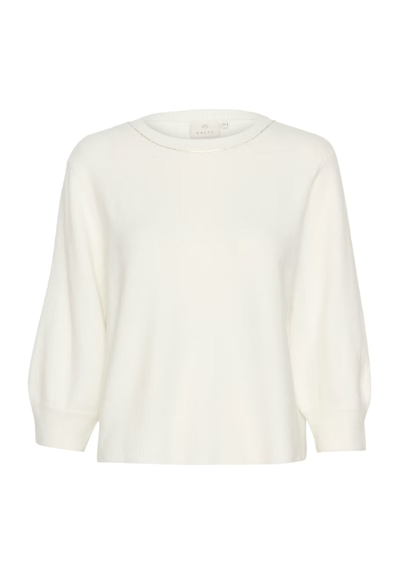 Ivory Embellished Round Neck Short Sleeve Jumper