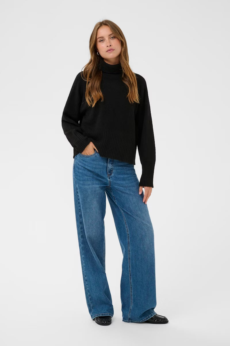 Medium Knit Black Polo Neck Jumper