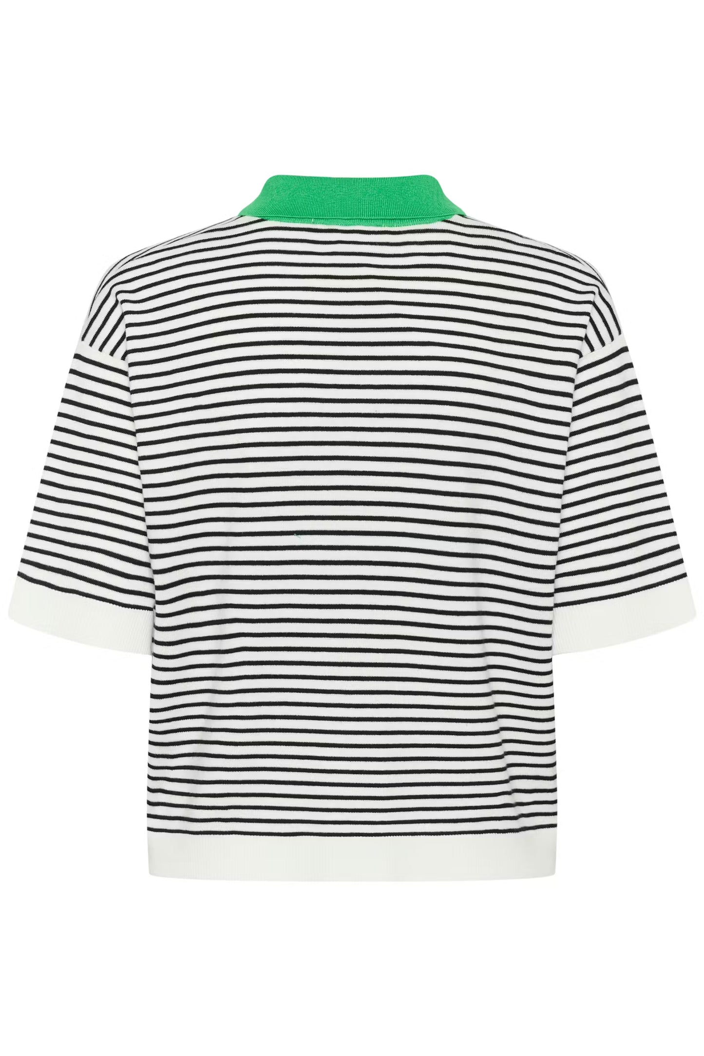 Fine Stripe Polo Knit - Black & Chalk
