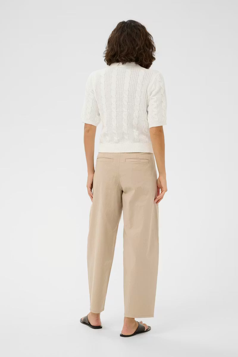 Short Sleeve Polo Jumper - Ivory