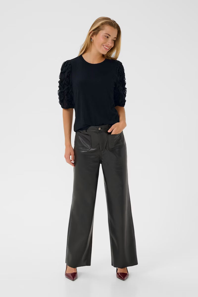 Black Puff Sleeve T Shirt