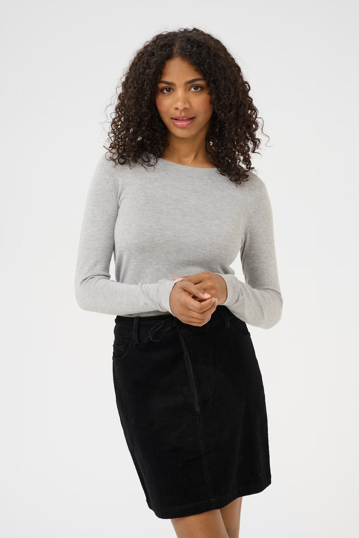 Boat Neck Long Sleeve Jumper Light Grey