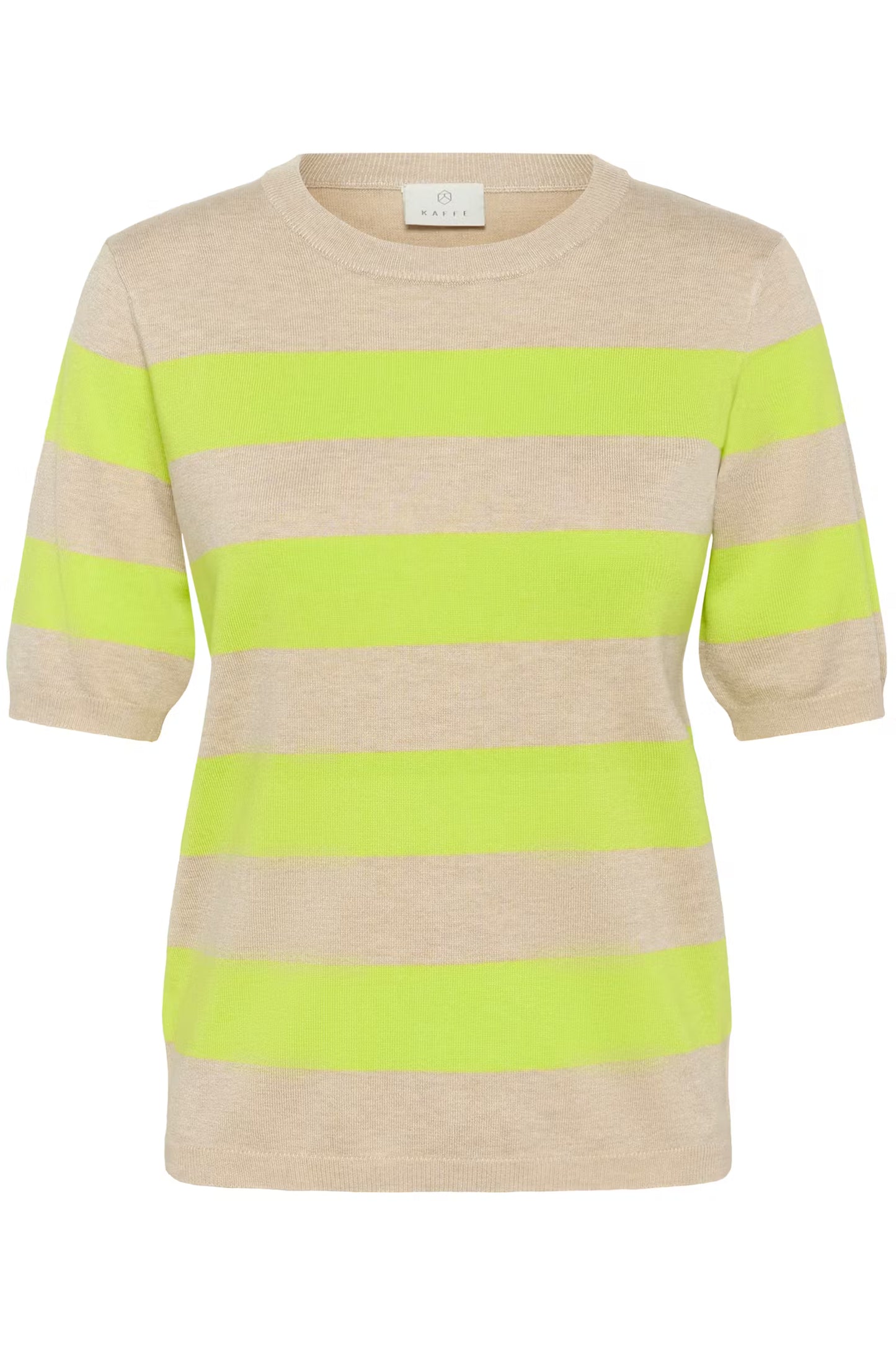 Lime & Beige Striped Long Sleeve Fine Knit Jumper