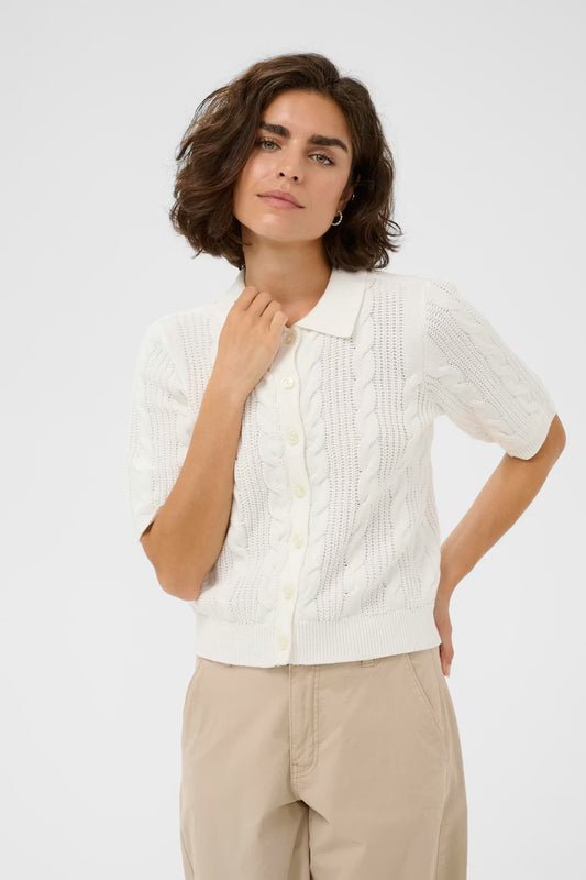 Short Sleeve Polo Jumper - Ivory