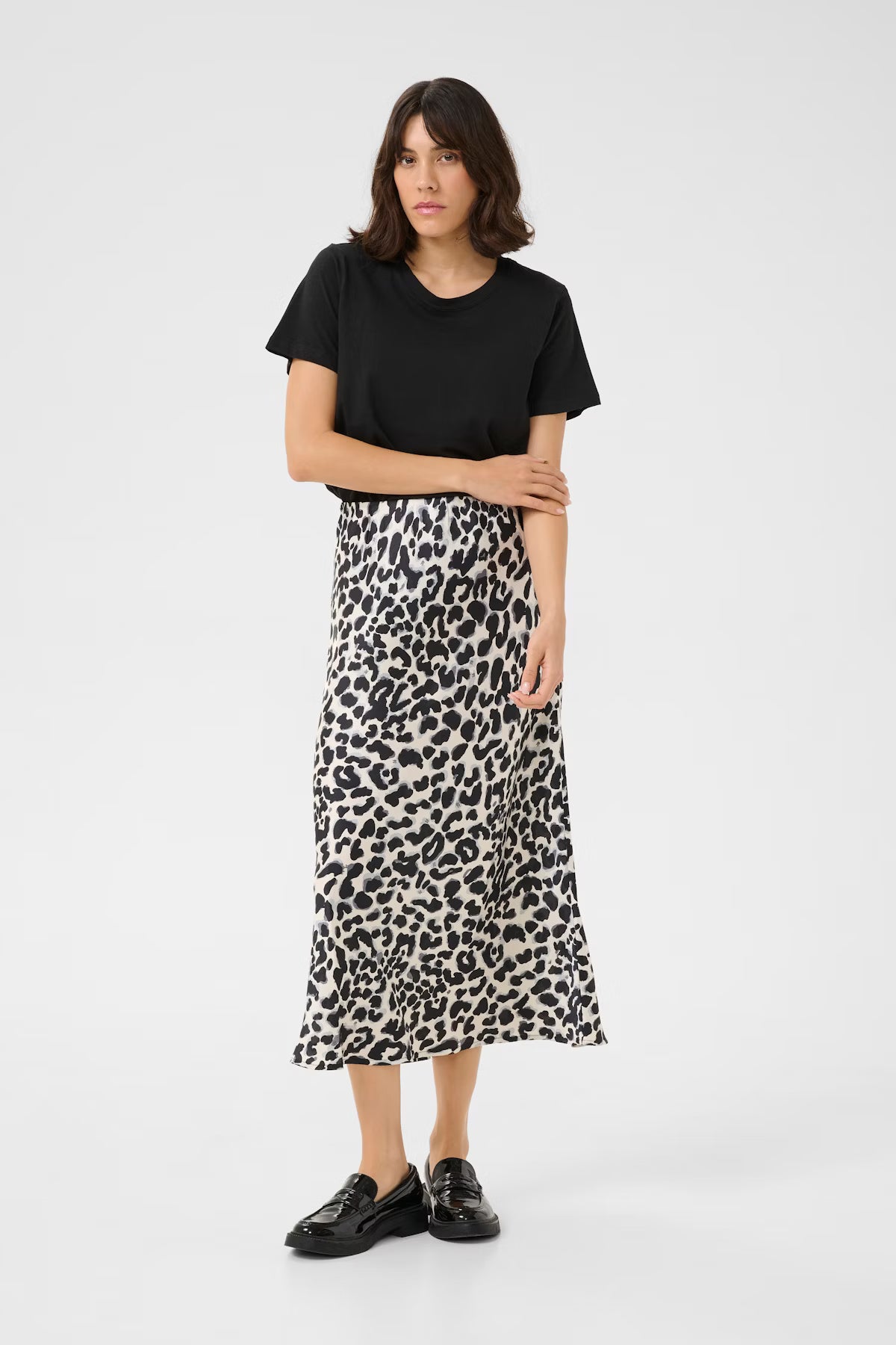 Leopard Print Skirt -  Grey Leopard & Brown Leopard