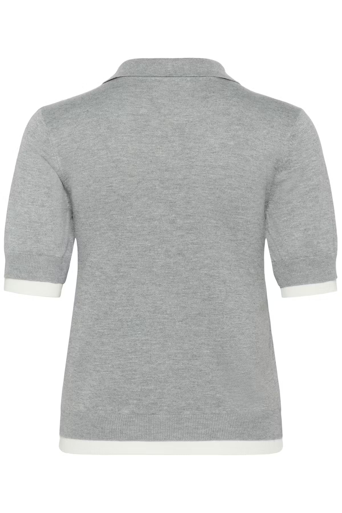 Fine Knit Polo Top - Grey