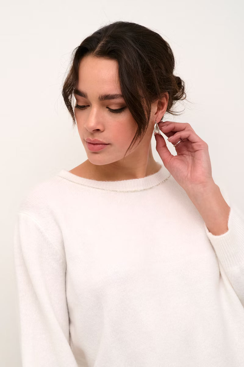 Ivory Embellished Round Neck Short Sleeve Jumper