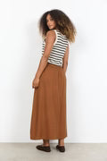 Sleeveless Stripe Lightweight Knitted Top - Oatmeal & Black or Oatmeal & Olive