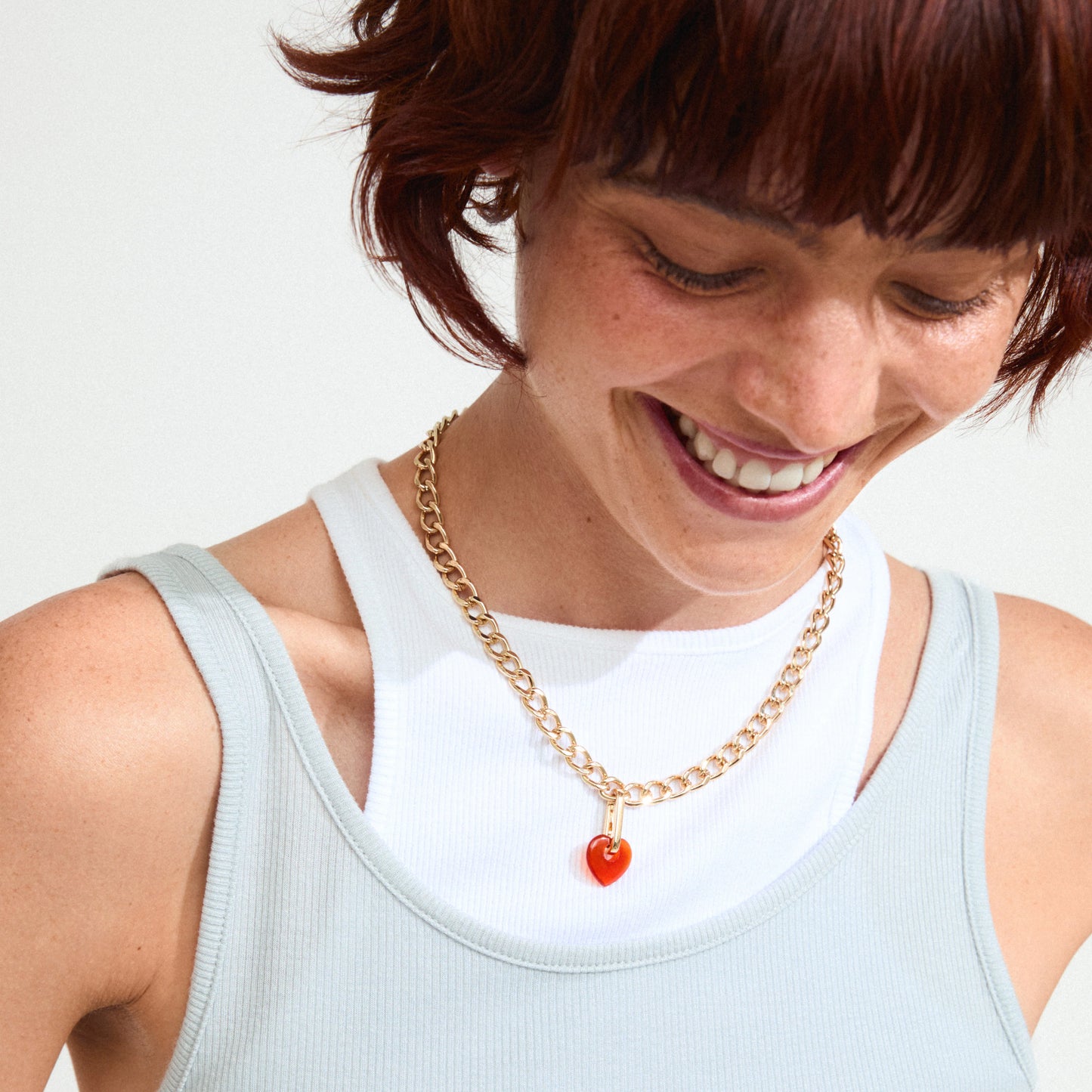 Gold-plated Charm With Red Agate Heart Pendant