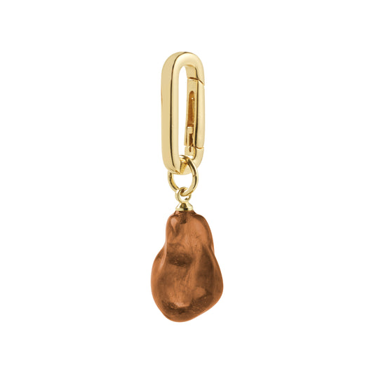 Amber Acrylic Stone Pendant - Gold Plated