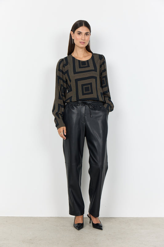 Black Faux Leather Trousers