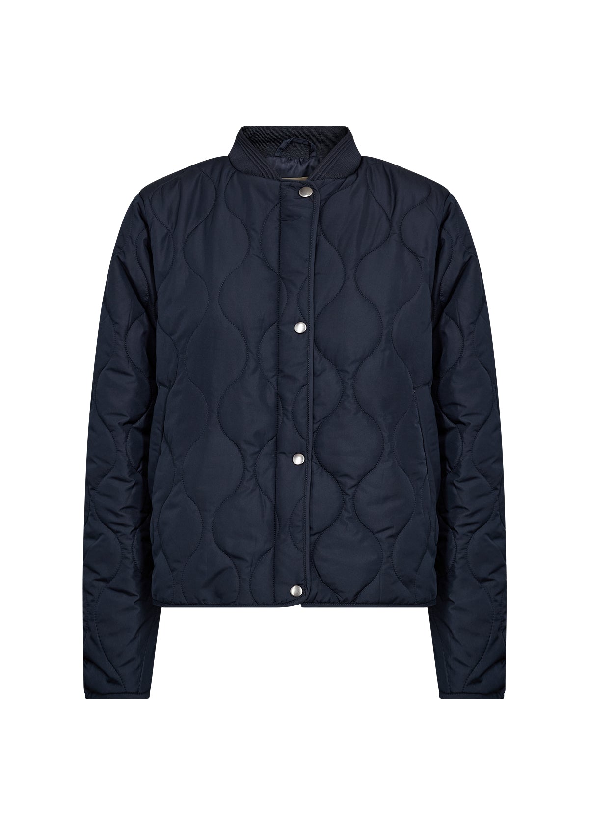 Soya Concept Waist Length Quilted Jacket In Navy, Beige & Toffee