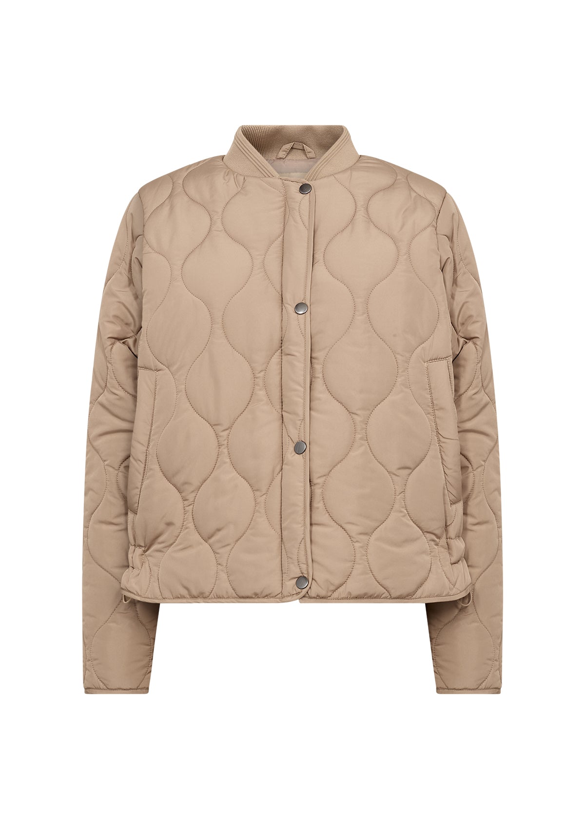 Soya Concept Waist Length Quilted Jacket In Navy, Beige & Toffee