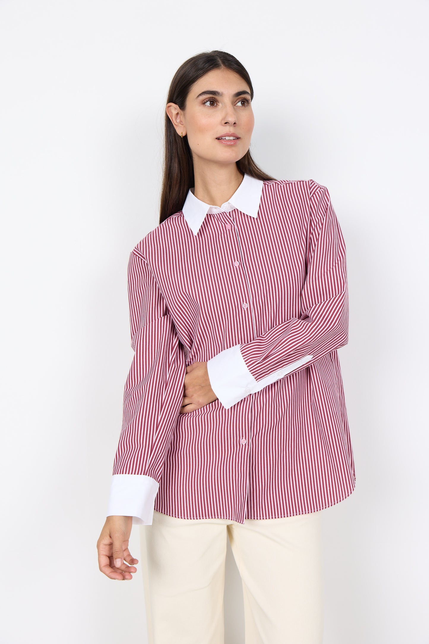 Stylish Striped Shirt in Navy & White or Red & White