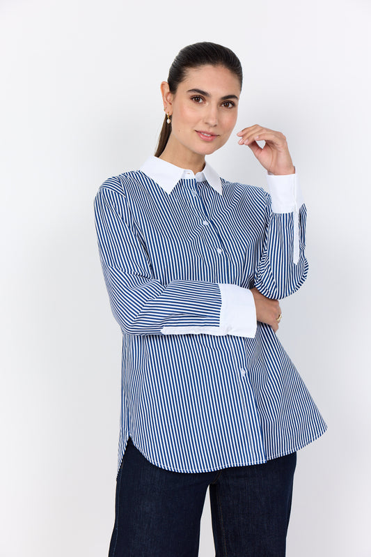 Stylish Striped Shirt in Navy & White or Red & White