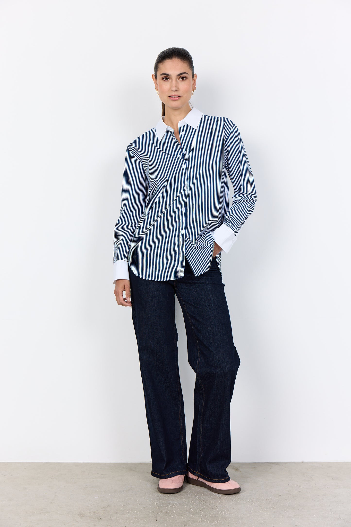 Stylish Striped Shirt in Navy & White or Red & White