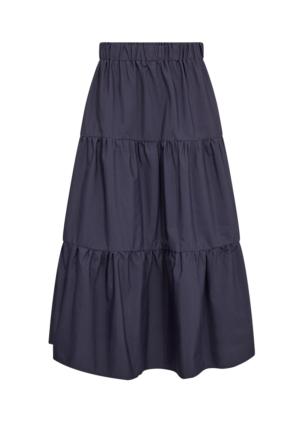 Elegant Flowing A-Line Shirt With Elasticated Waist - Black, Navy & Toffee