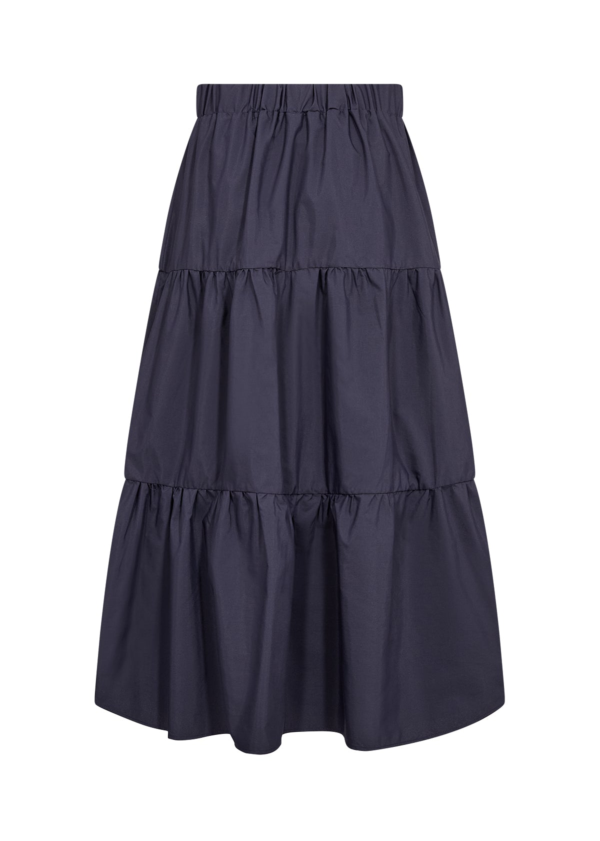 Elegant Flowing A-Line Shirt With Elasticated Waist - Black, Navy & Toffee