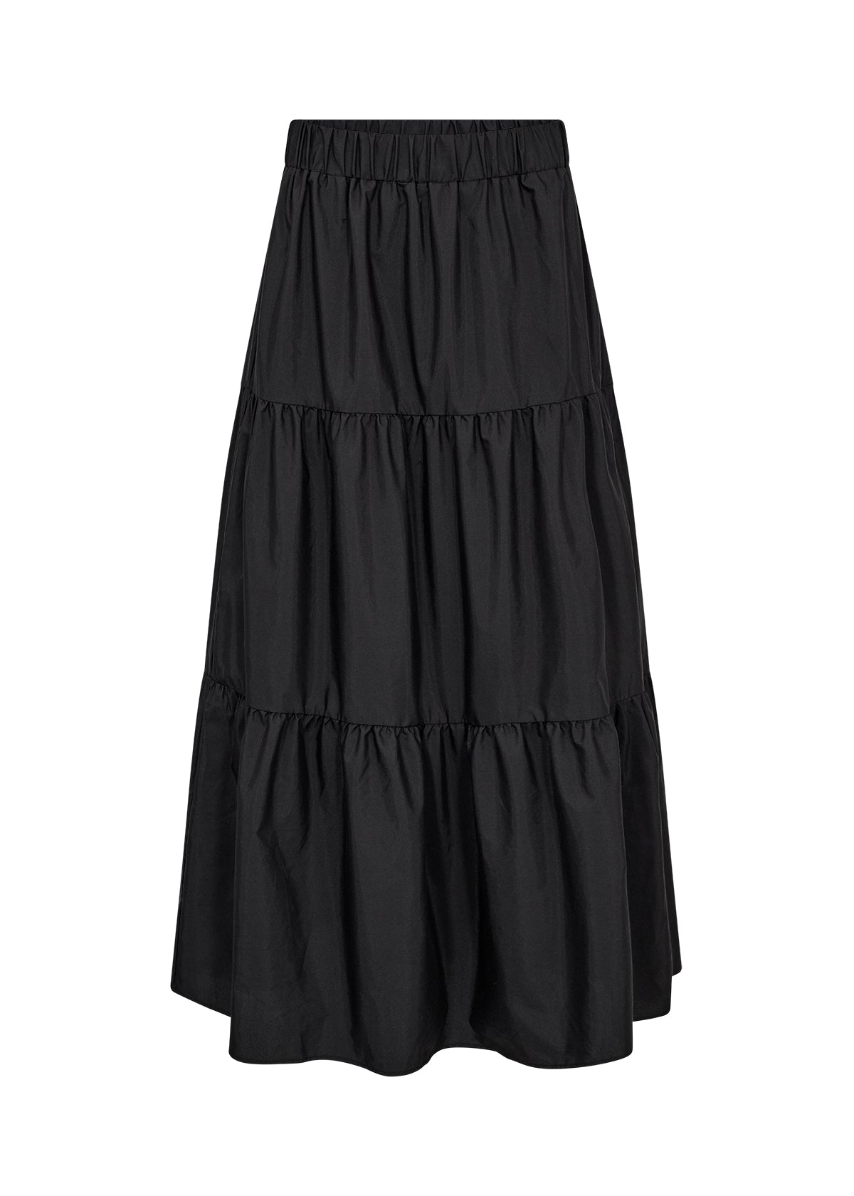 Elegant Flowing A-Line Shirt With Elasticated Waist - Black, Navy & Toffee