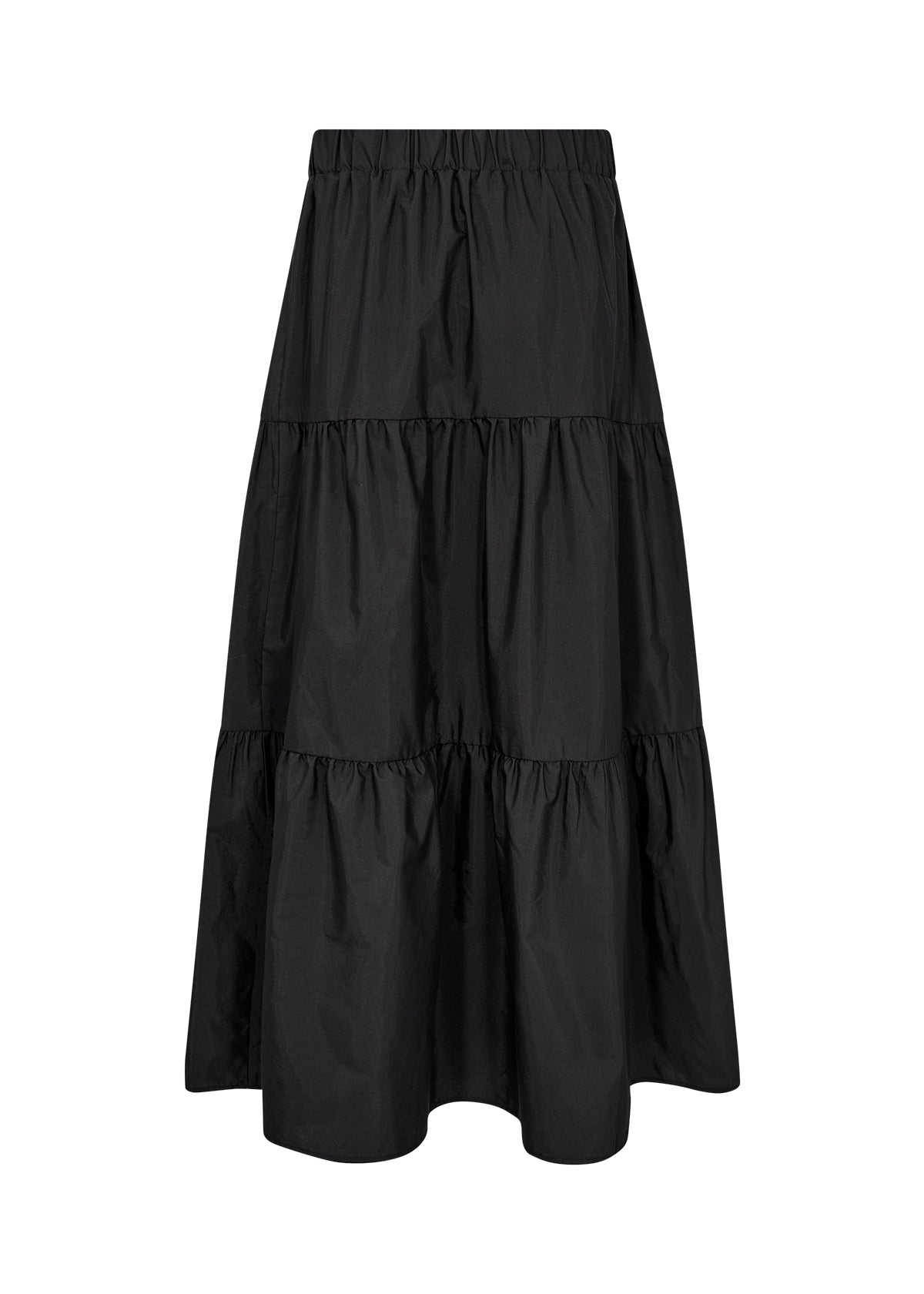 Elegant Flowing A-Line Shirt With Elasticated Waist - Black, Navy & Toffee