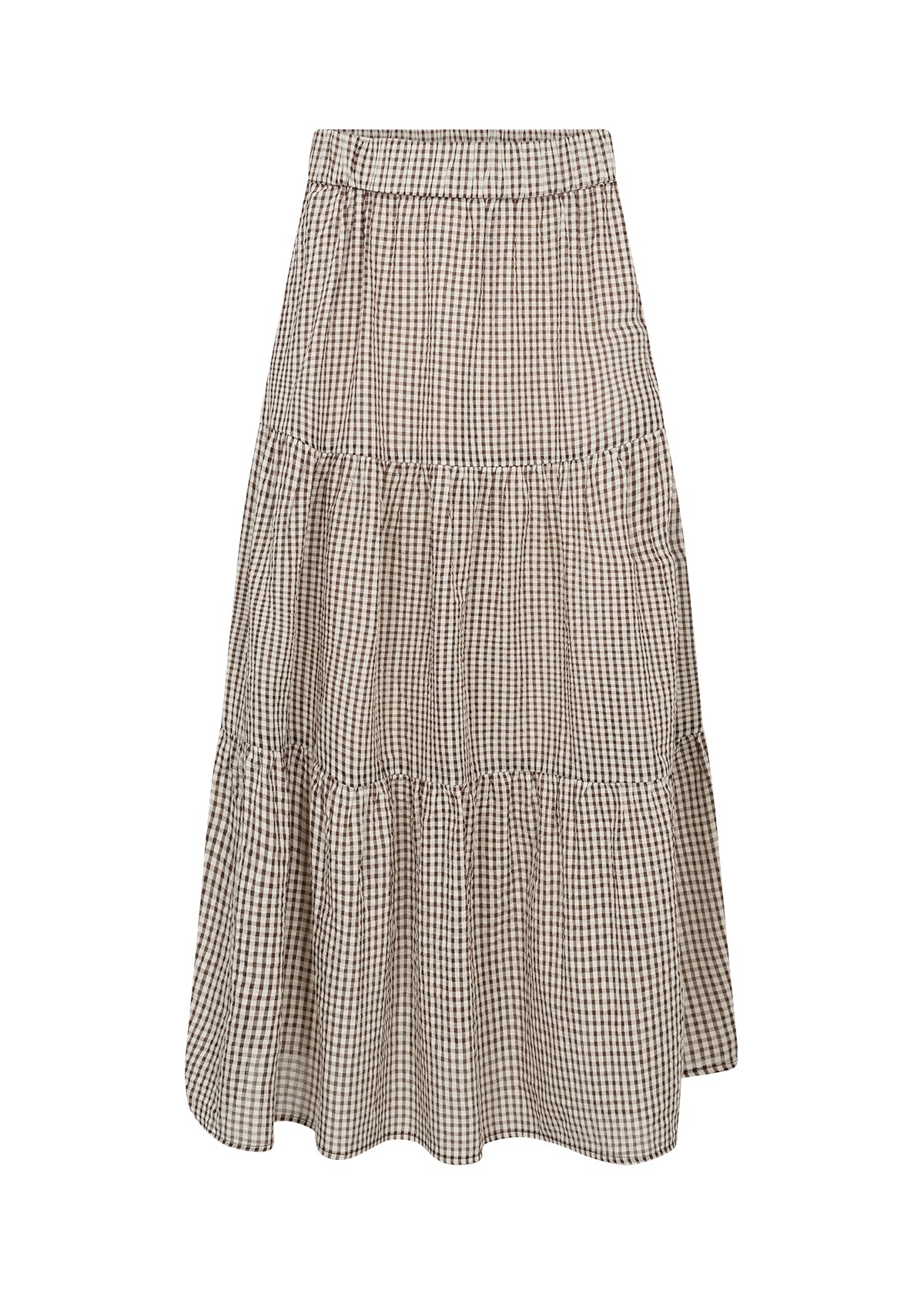 Gingham Check Skirt - Chocolate & Cream / Light Blue & Navy