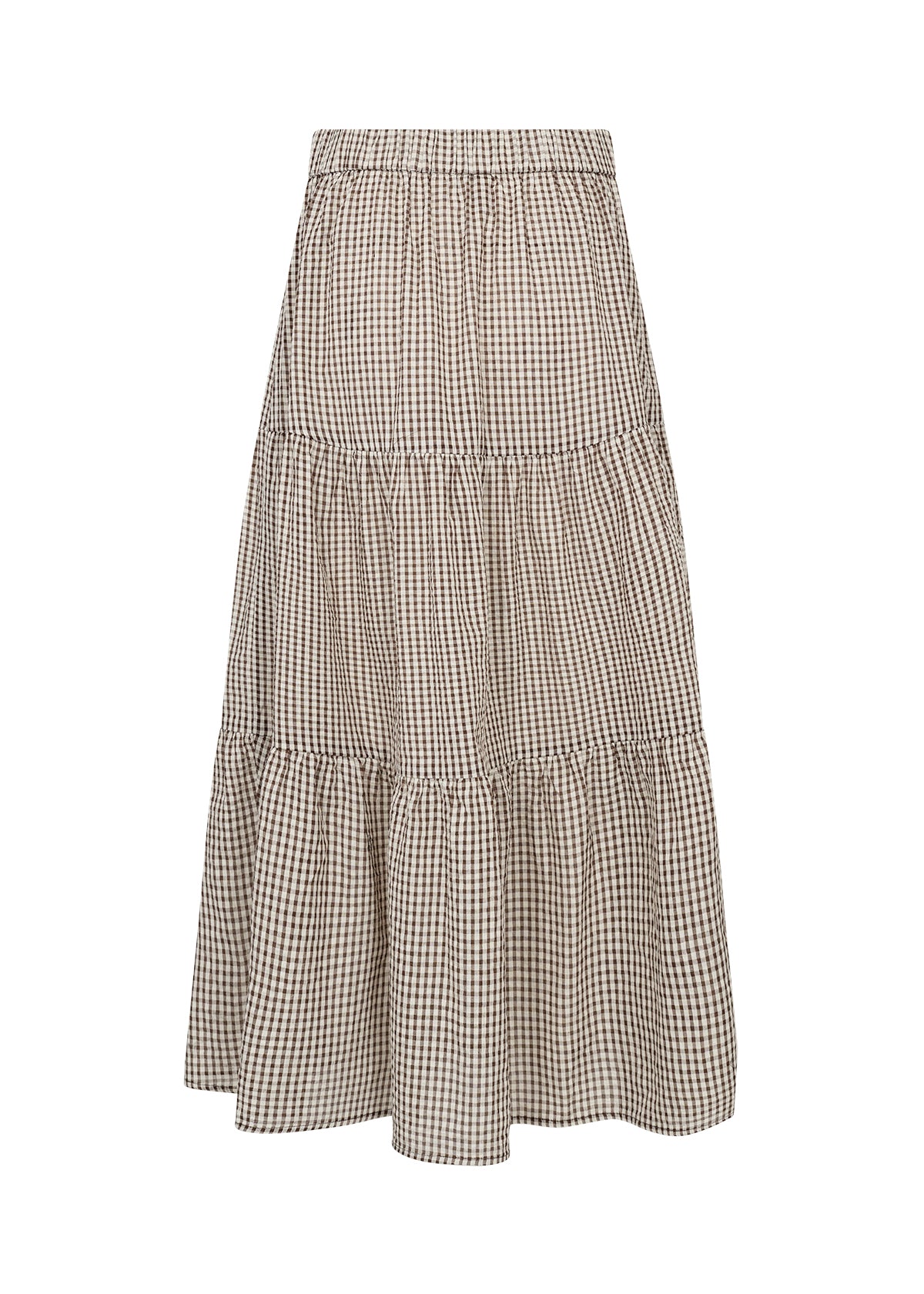 Gingham Check Skirt - Chocolate & Cream / Light Blue & Navy