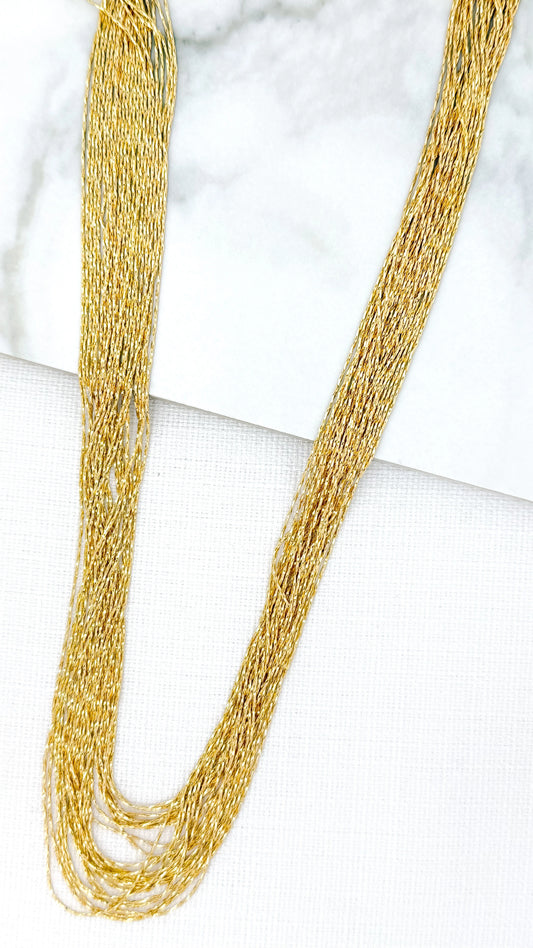 Long Gold Coloured Multi Strand Necklace