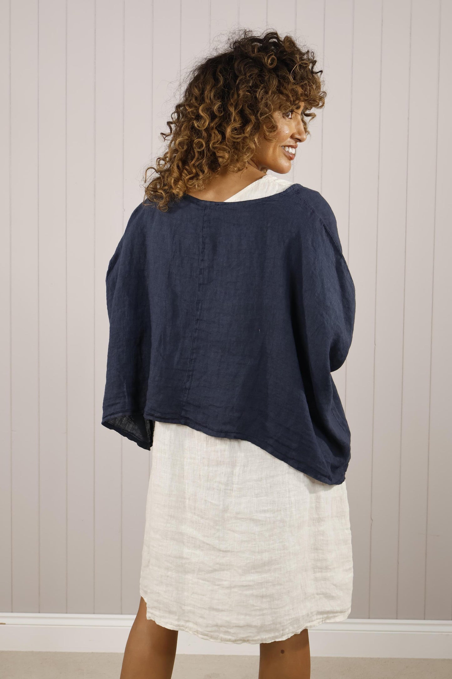 Linen Layering Top - Navy