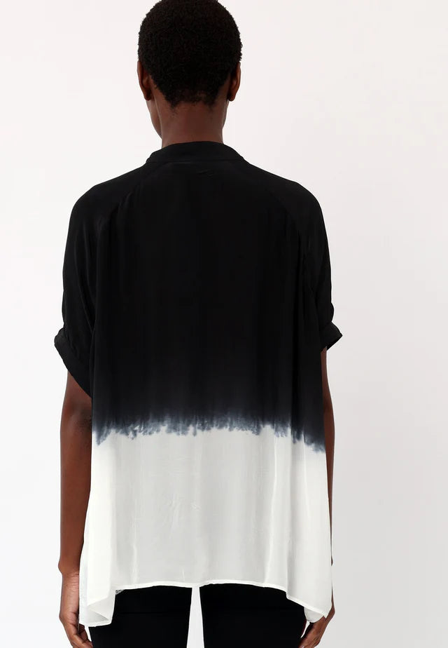 Vegan Silk Dip Dye Top - Black & White