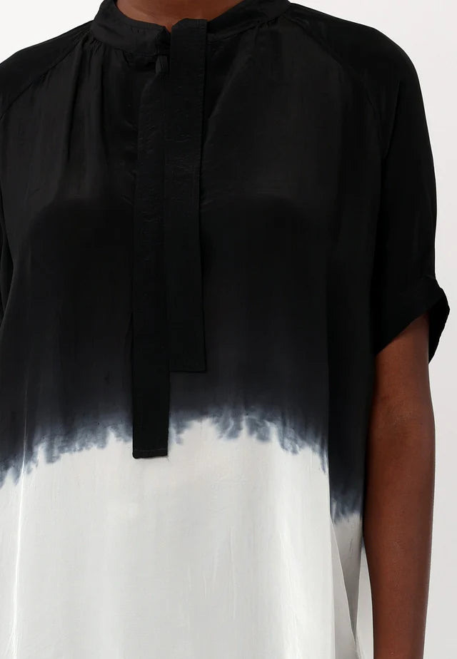 Vegan Silk Dip Dye Top - Black & White