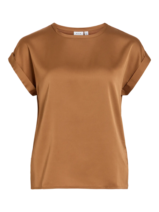 Satin Short Sleeve Top - Various Colours