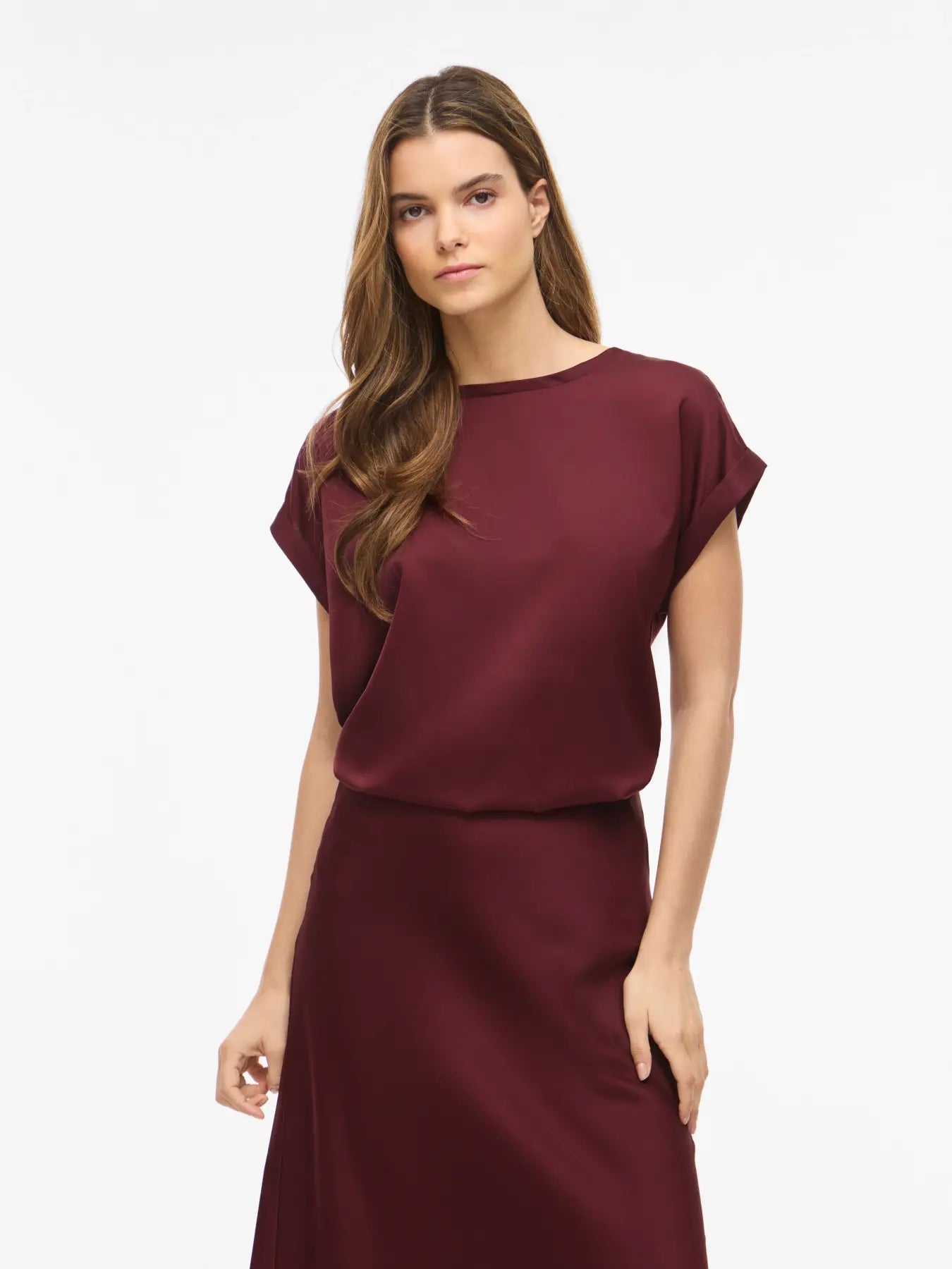 Satin Short Sleeve Top - Various Colours