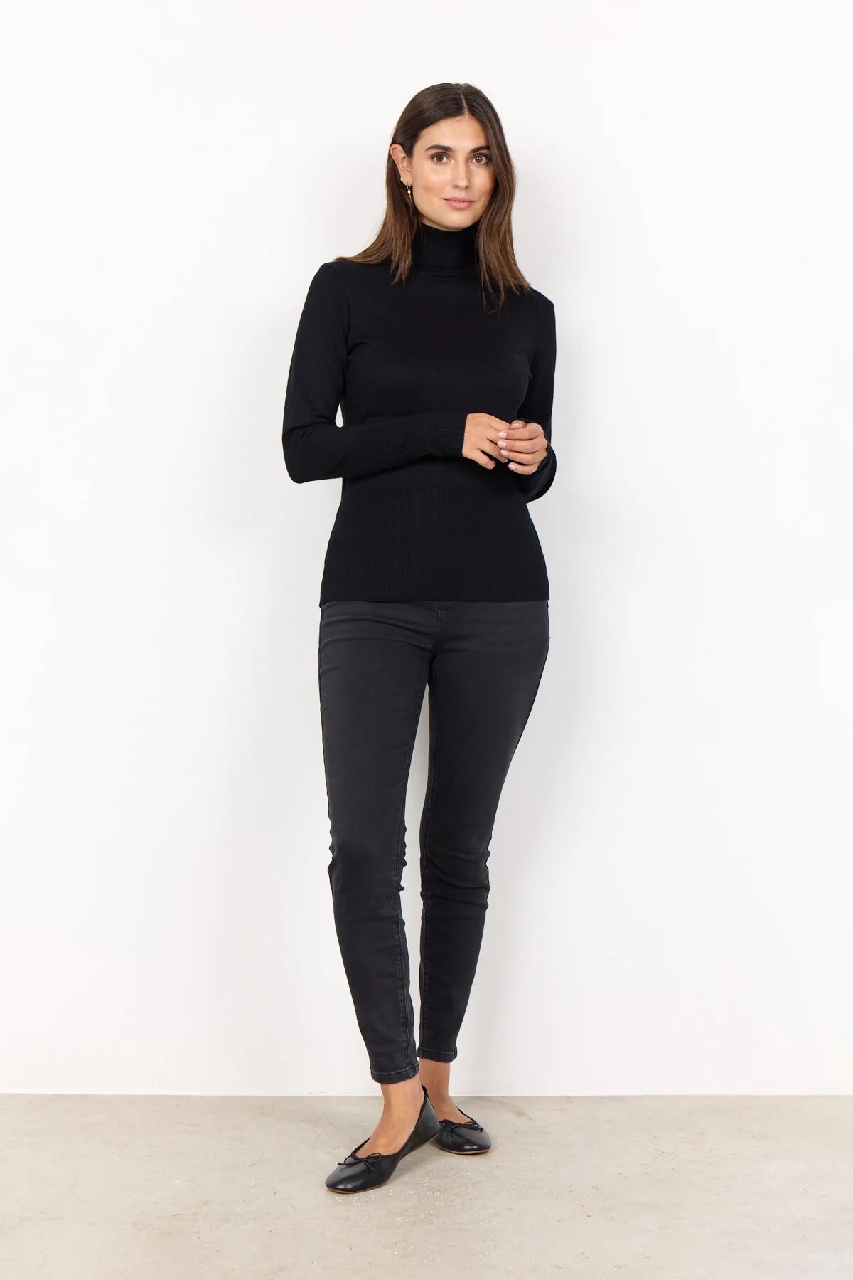 Polo Neck Jumper - Black