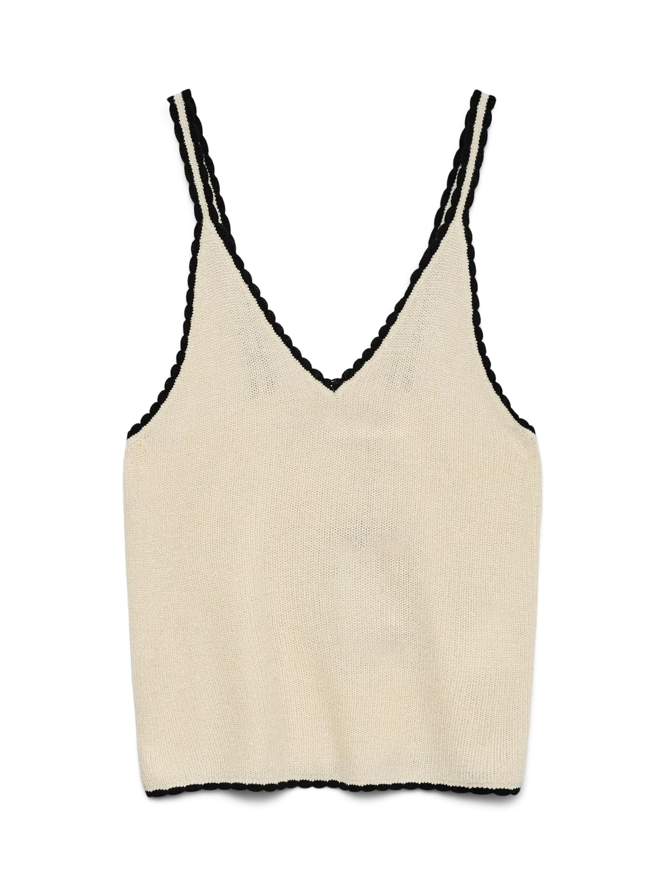 Knitted V-Neck Vest Top - Ivory & Black or Navy & Ivory