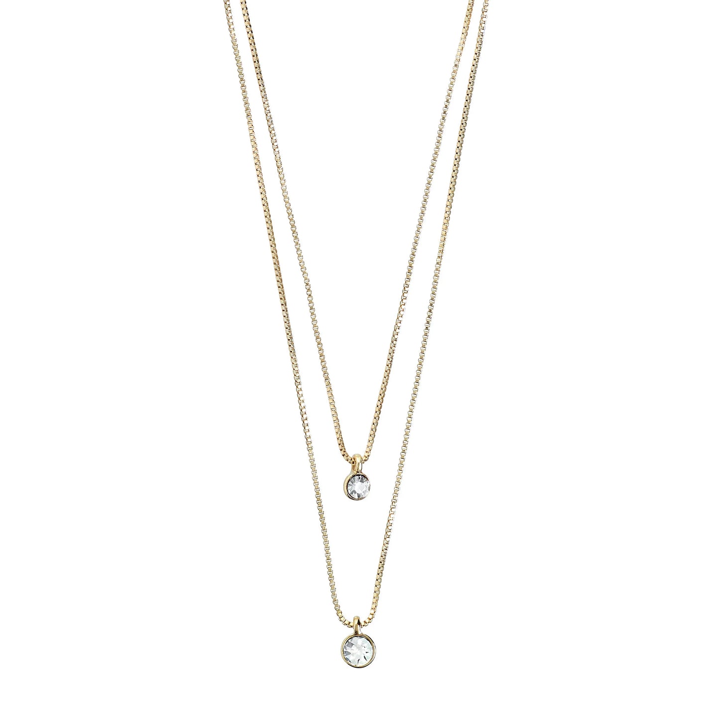 Two In One Crystal Necklace Gold-Plated