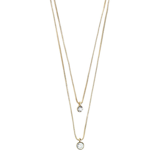 Two In One Crystal Necklace Gold-Plated