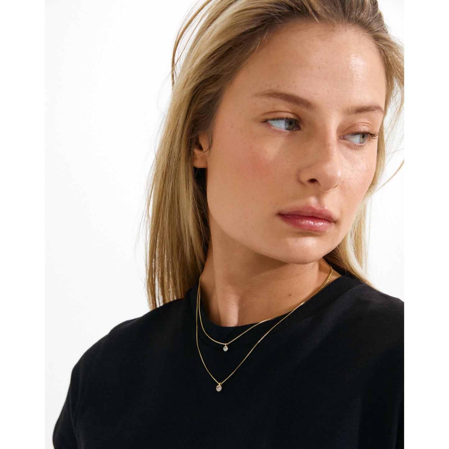Two In One Crystal Necklace Gold-Plated