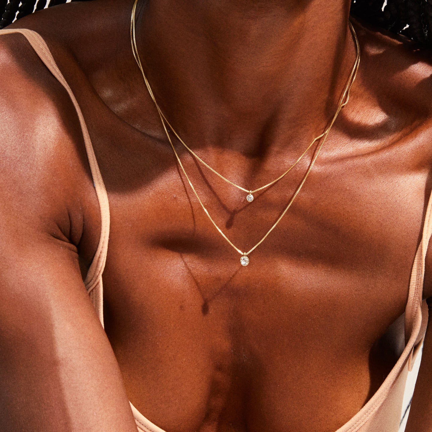 Two In One Crystal Necklace Gold-Plated