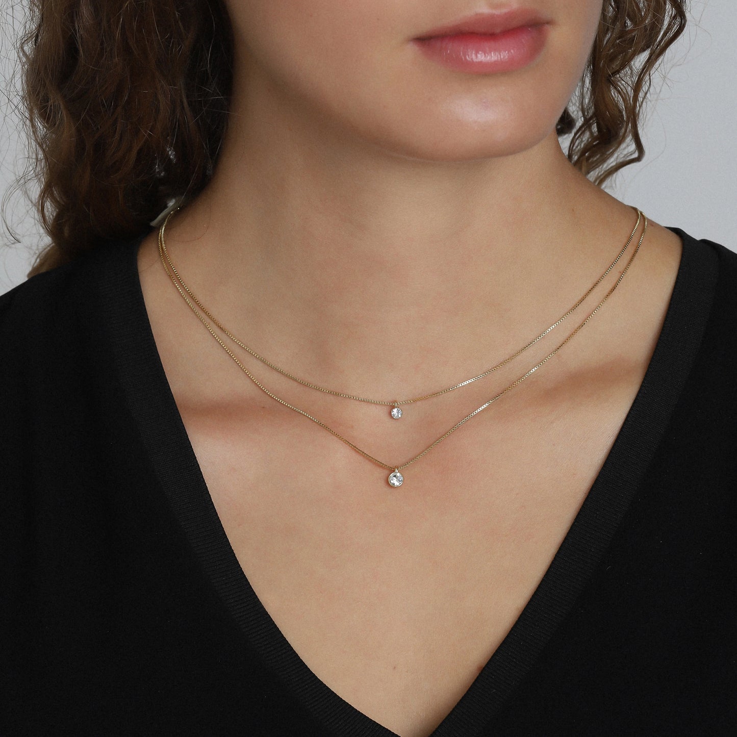 Two In One Crystal Necklace Gold-Plated