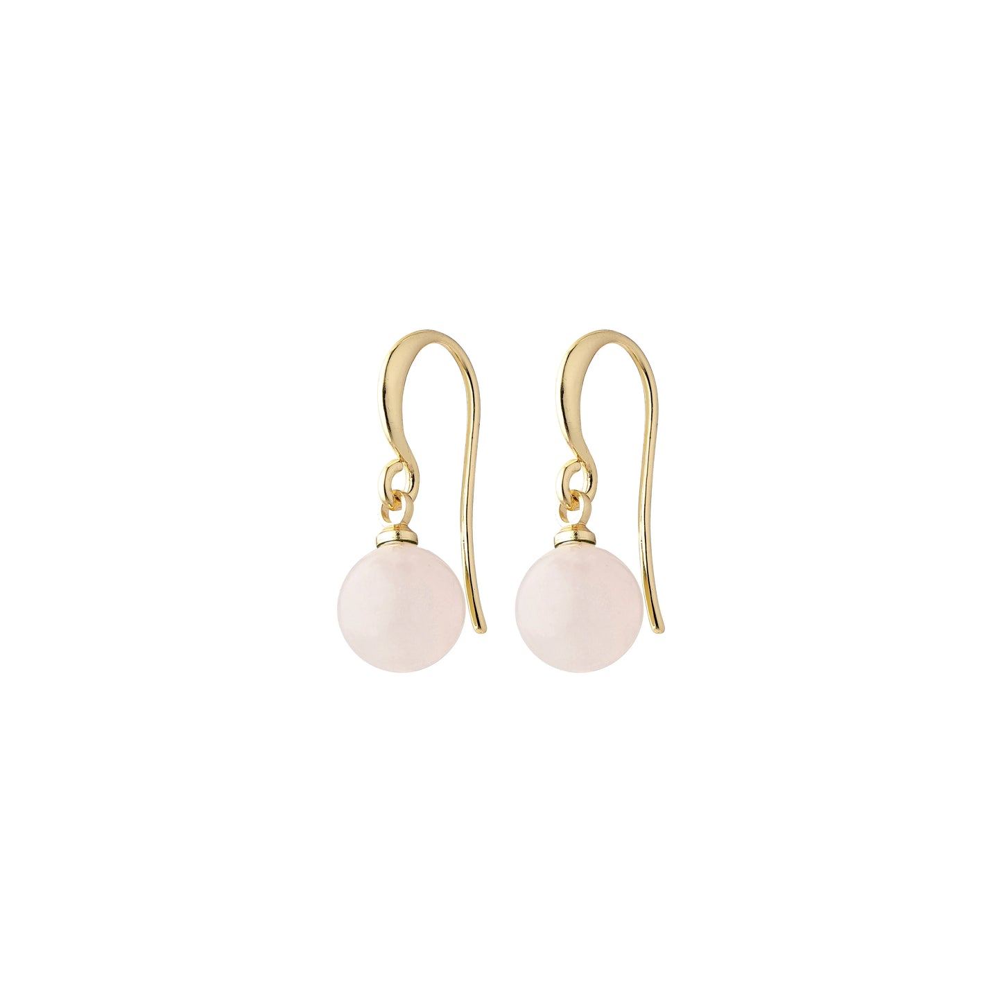 Rose Quartz Stone Drop Earrings - Gold Plated