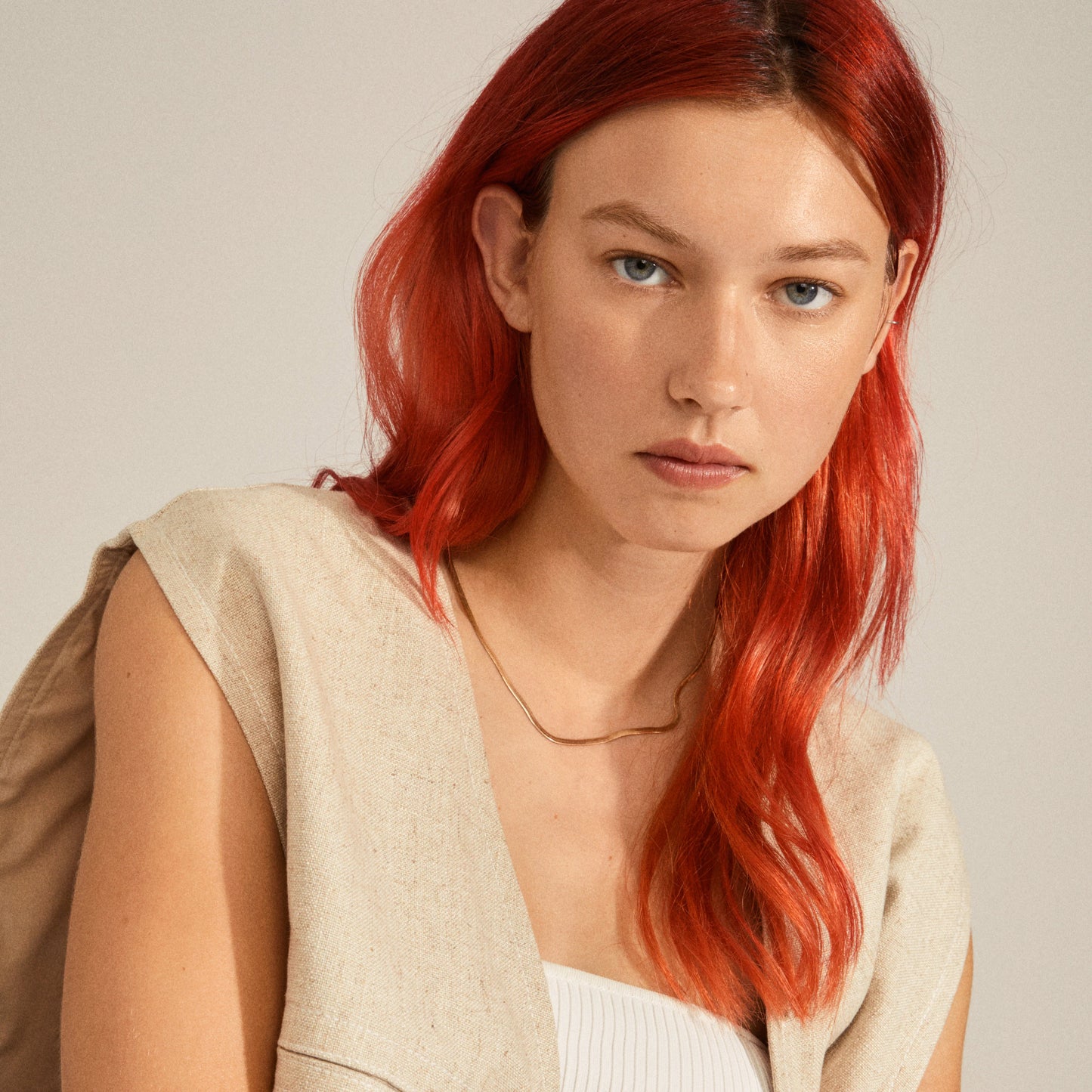 JOANNA Flat Snake Chain Necklace Gold-Plated