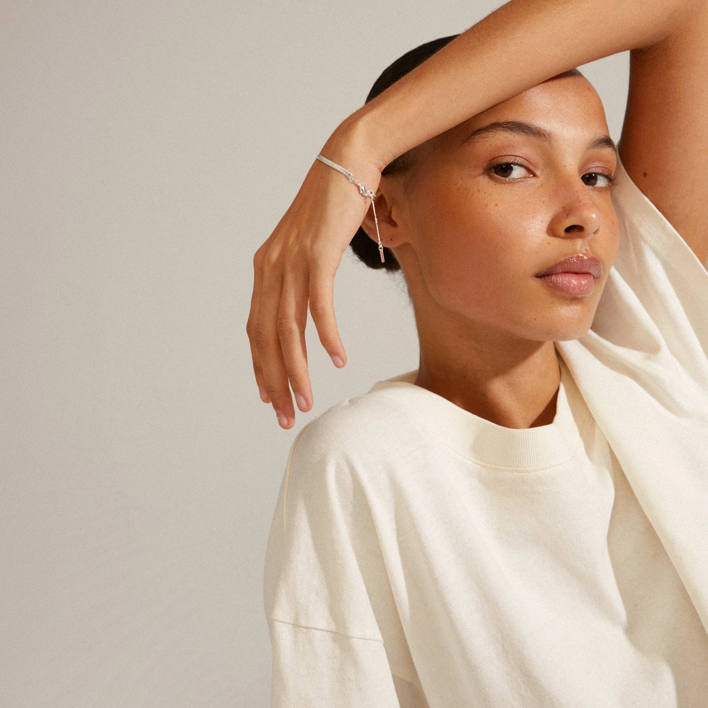 JOANNA Flat Snake Chain Bracelet Silver-Plated