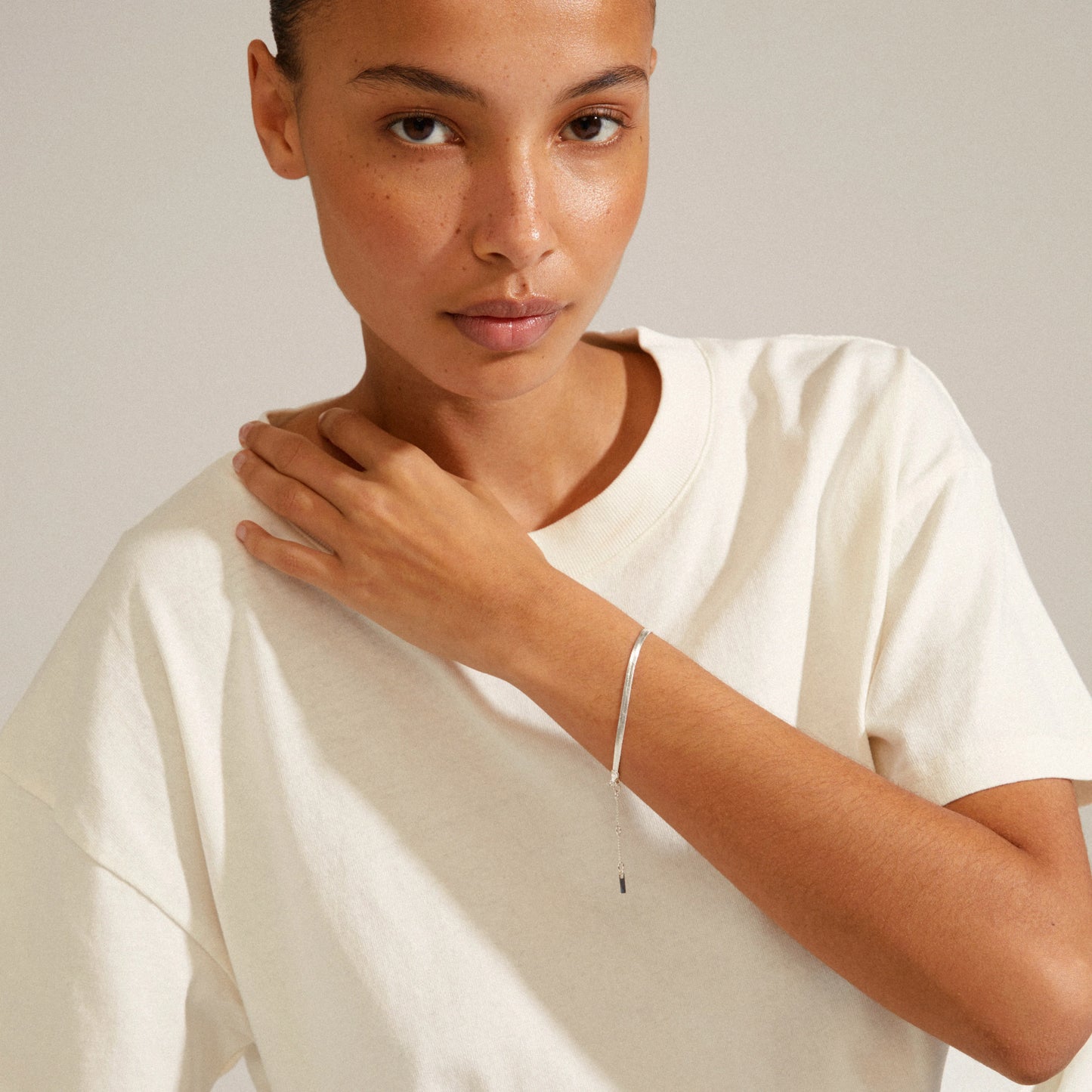 JOANNA Flat Snake Chain Bracelet Silver-Plated