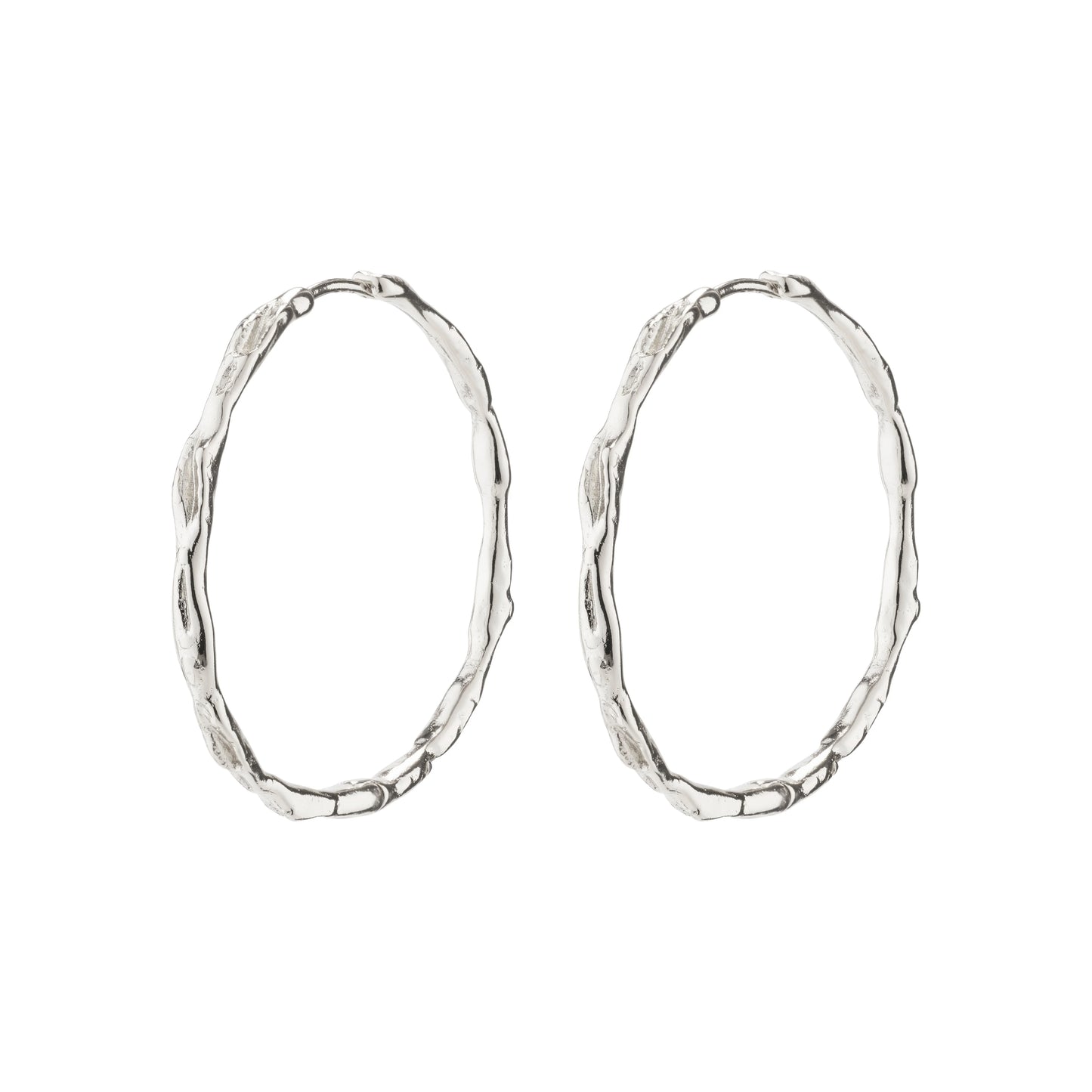 EDDY Organic Shaped Maxi Hoops Silver-Plated