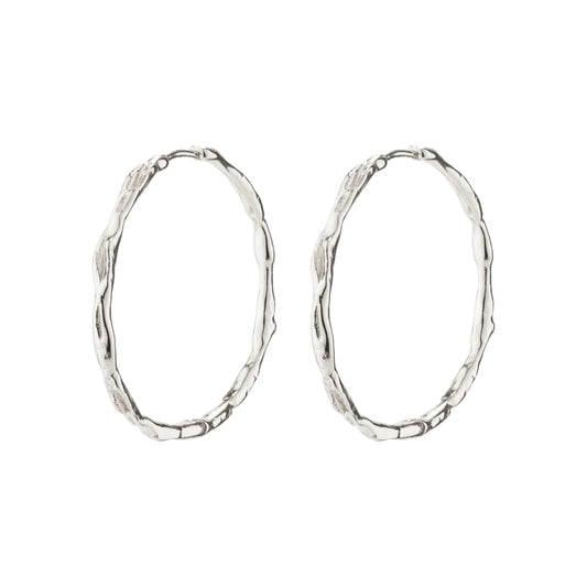 EDDY Organic Shaped Maxi Hoops Silver-Plated