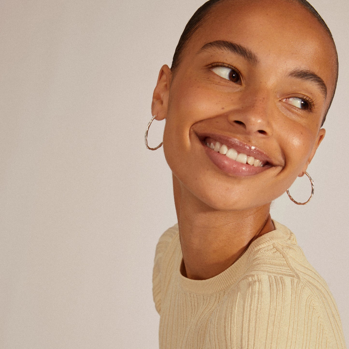 EDDY Organic Shaped Maxi Hoops Silver-Plated