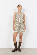 Geometric Print Round Neck Shell Top