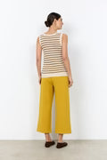 Sleeveless Stripe Lightweight Knitted Top - Oatmeal & Black or Oatmeal & Olive