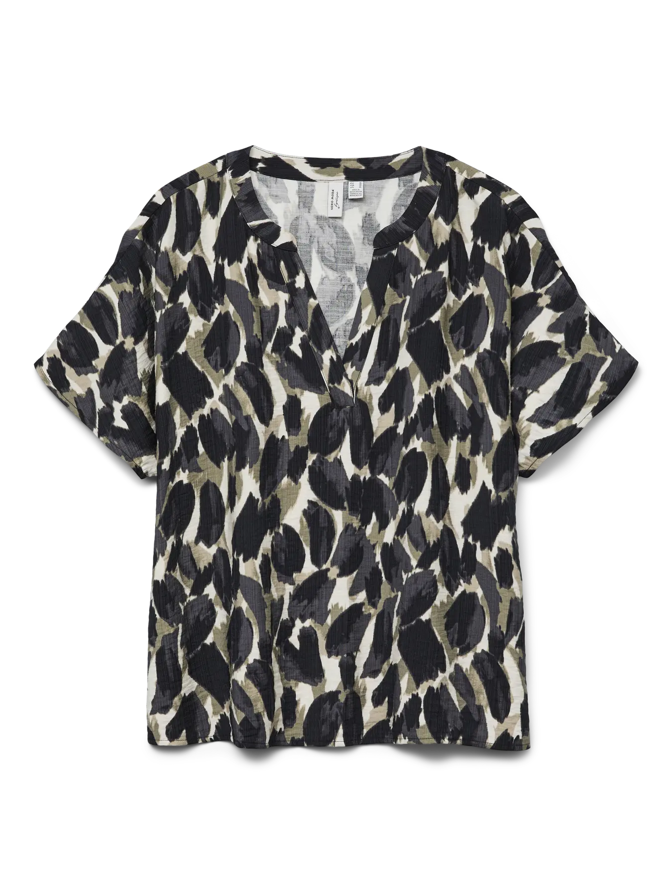 Long Sleeve Camouflage Print Blouse - Red or Khaki