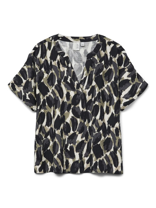 Long Sleeve Camouflage Print Blouse - Red or Khaki